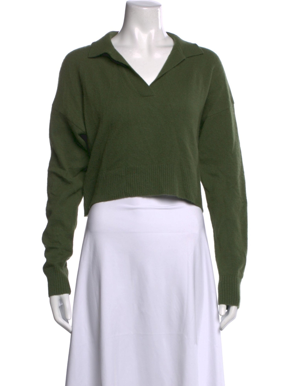 Reformation Cashmere V-Neck Cropped Sweater